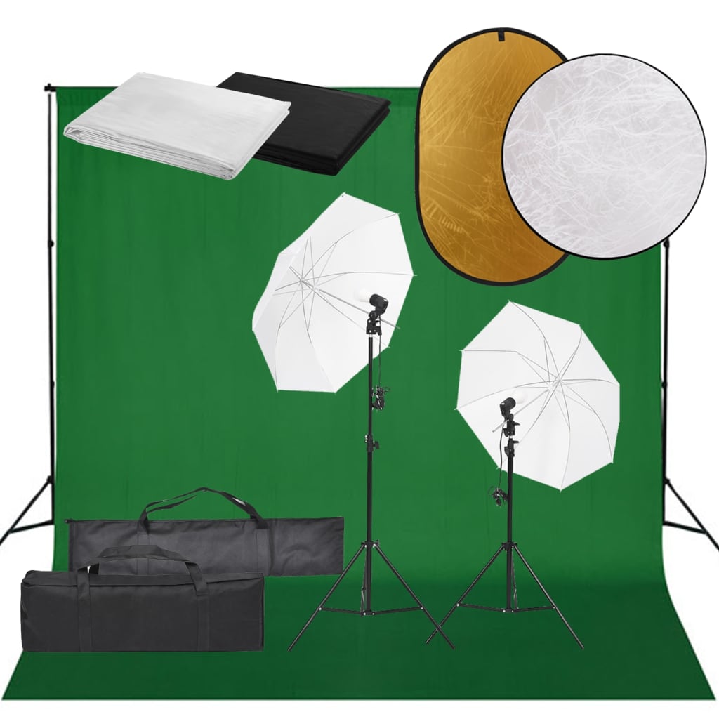 Vidaxl Photo Studio Set con set di illuminazione, sfondo e riflettore