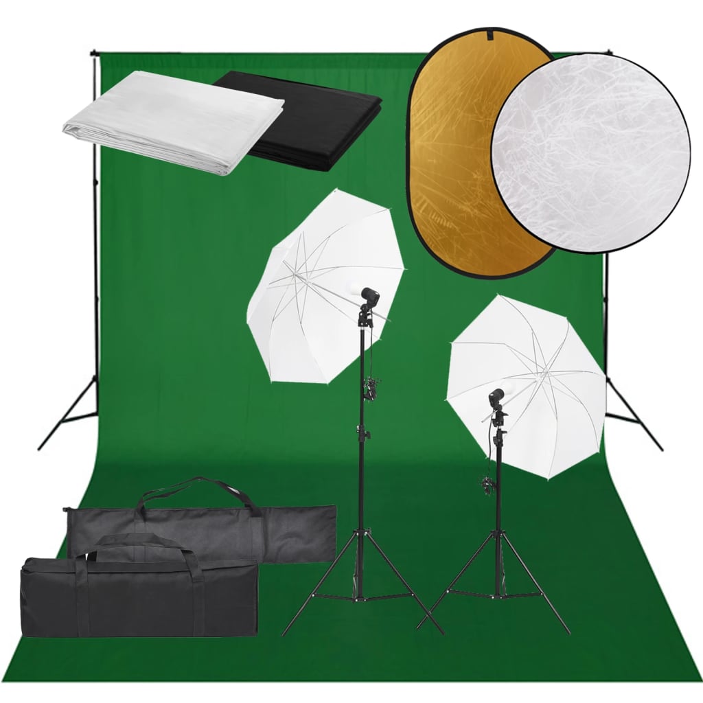Vidaxl Photo Studio Set con set di illuminazione, sfondo e riflettore