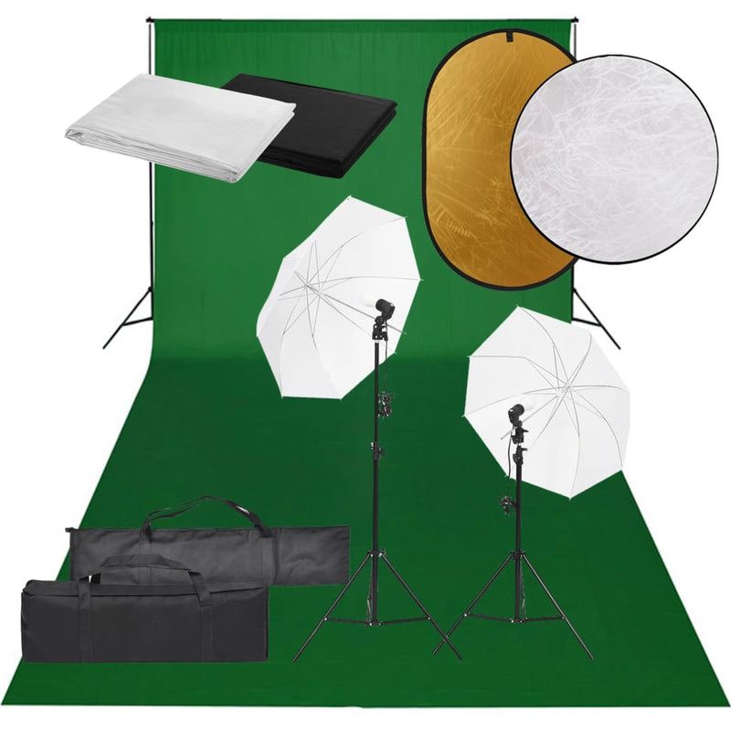 Vidaxl Photo Studio Set con set di illuminazione, sfondo e riflettore