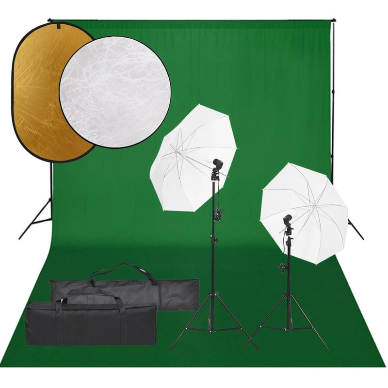 Vidaxl Photo Studio Set con set di illuminazione, sfondo e riflettore