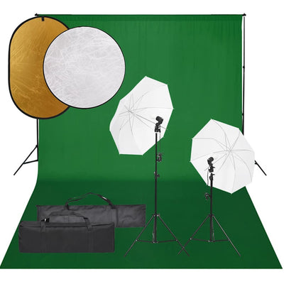 Vidaxl Photo Studio Conjunto de iluminación, fondo y reflector