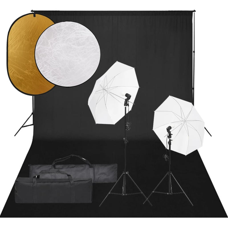 Vidaxl Photo Studio Set con set di illuminazione, sfondo e riflettore