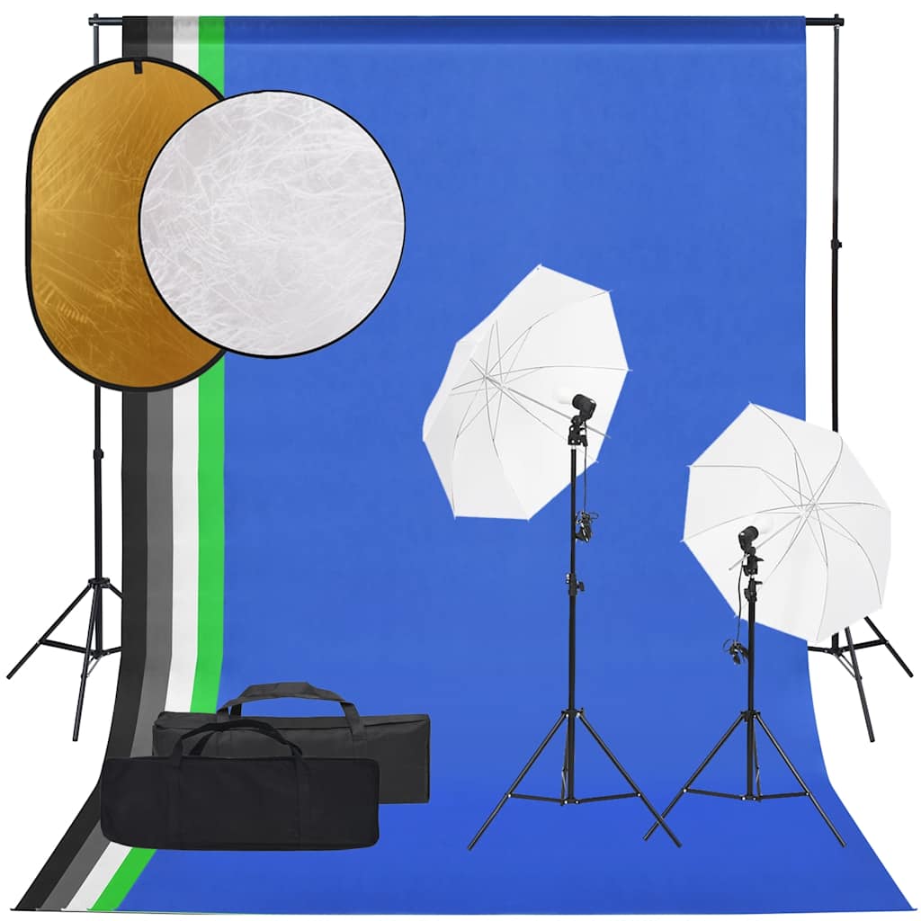 Vidaxl Photo Studio Set con set di illuminazione, sfondo e riflettore