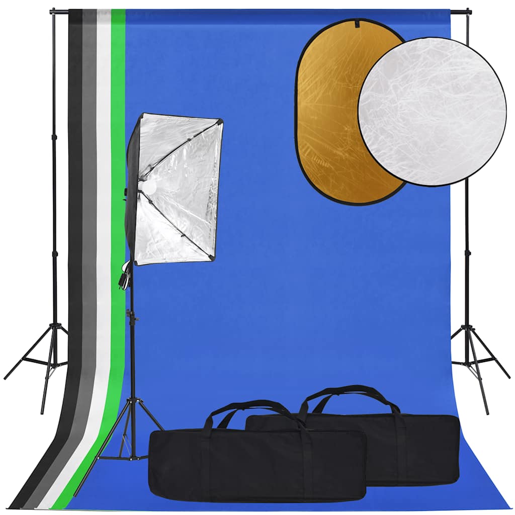 Vidaxl Photo Studio Set con lampada softbox, sfondo e riflettore