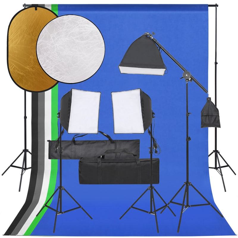 Vidaxl Photo Studio Set con set di illuminazione, sfondo e riflettore