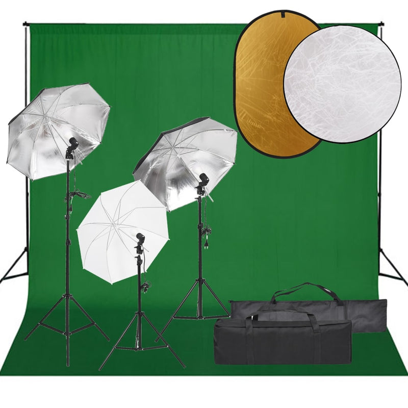 Vidaxl Photo Studio Set con set di illuminazione, sfondo e riflettore