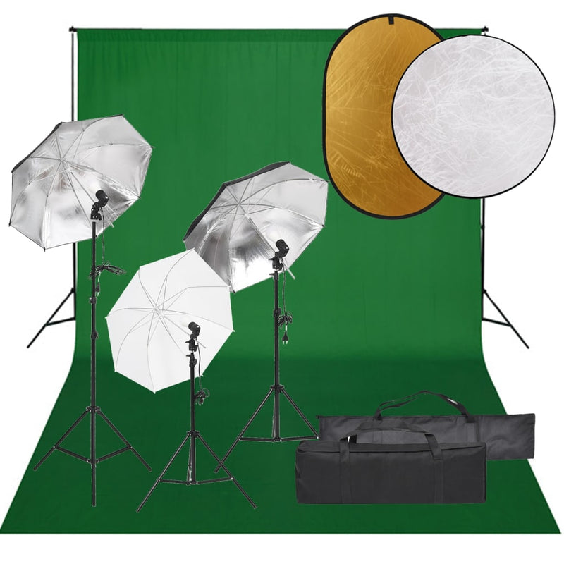 Vidaxl Photo Studio Set con set di illuminazione, sfondo e riflettore