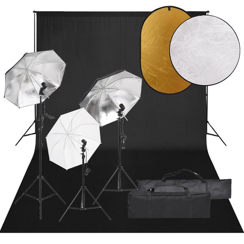 Vidaxl Photo Studio Set con set di illuminazione, sfondo e riflettore