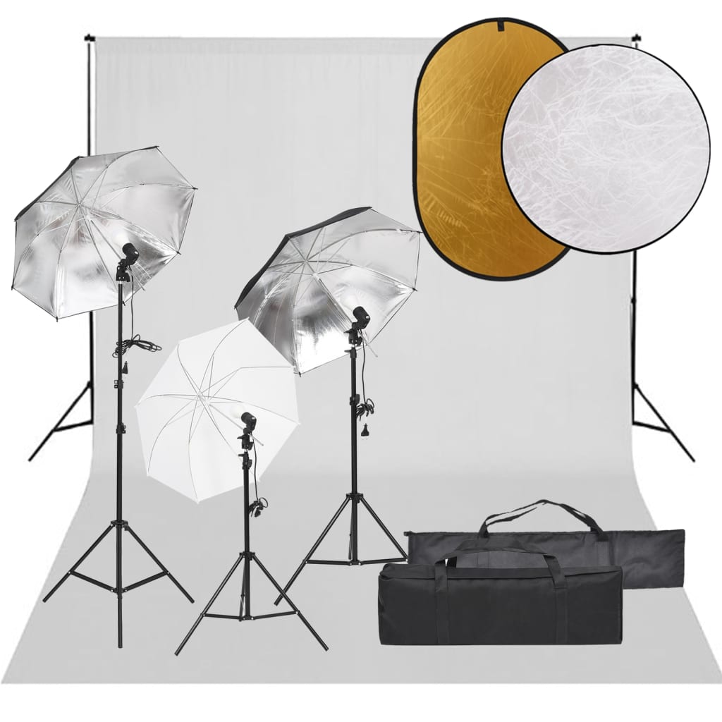 Vidaxl Photo Studio Set con set di illuminazione, sfondo e riflettore