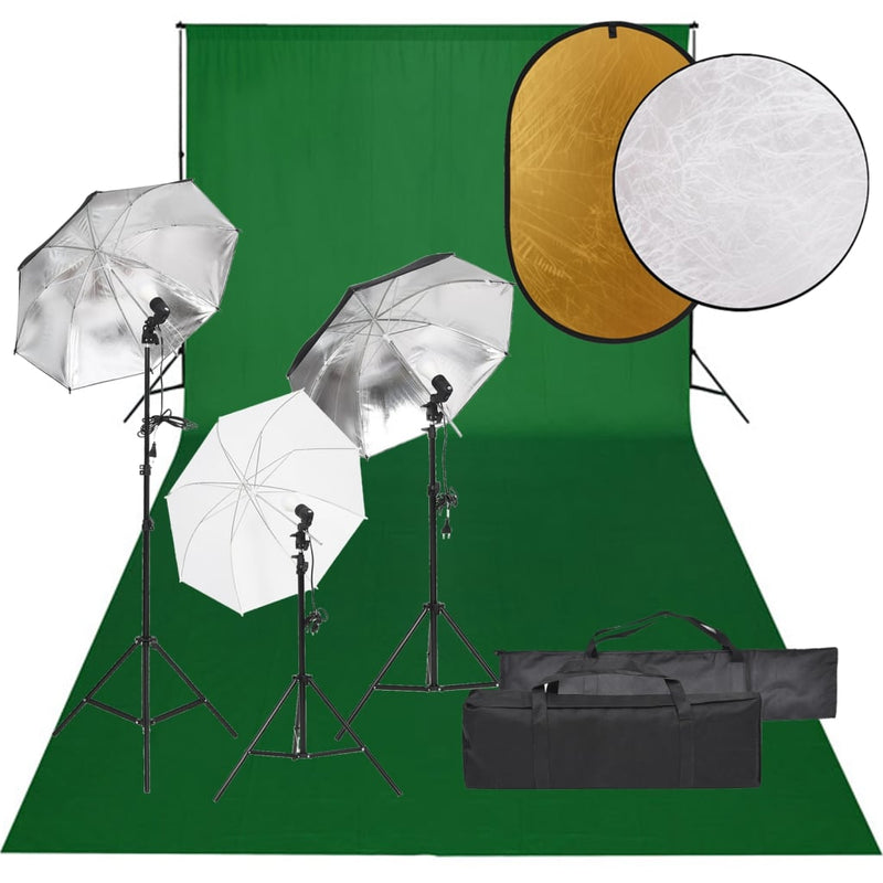 Vidaxl Photo Studio Set con set di illuminazione, sfondo e riflettore