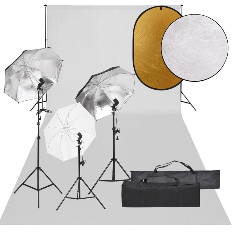 Vidaxl Photo Studio Set con set di illuminazione, sfondo e riflettore