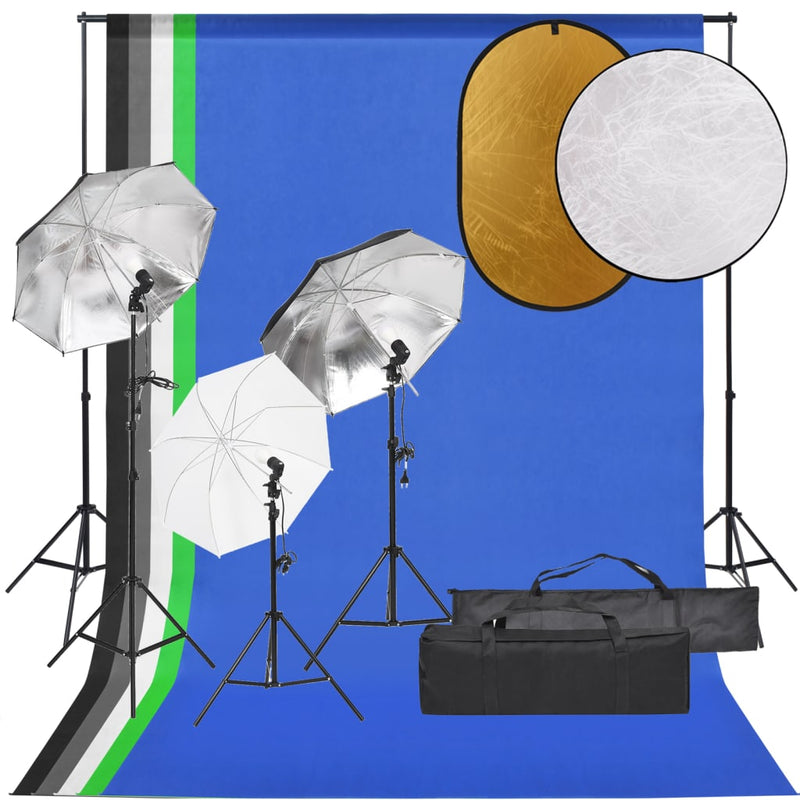 Vidaxl Photo Studio Set con set di illuminazione, sfondo e riflettore