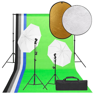 Vidaxl Photo studio set with lighting set, background and reflector