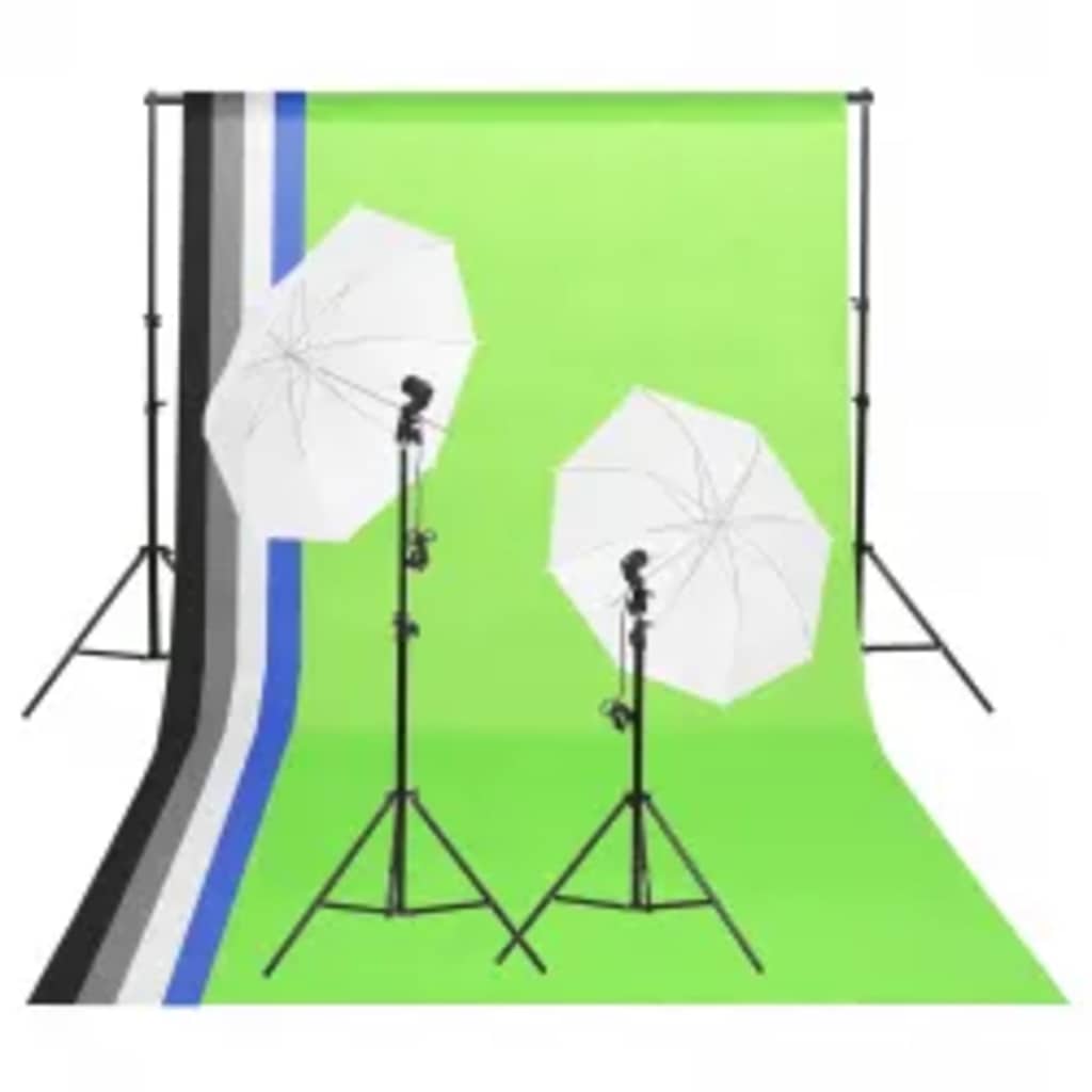 Vidaxl Photo Studio Conjunto de iluminación, fondo y reflector