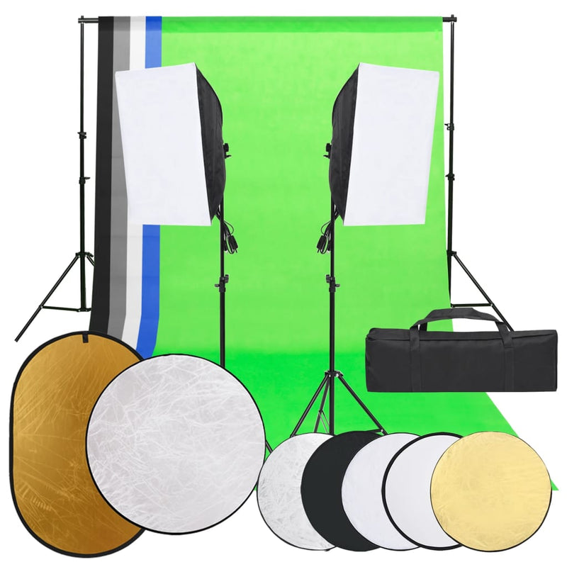 Vidaxl Photo Studio Set con set di illuminazione, sfondo e riflettore