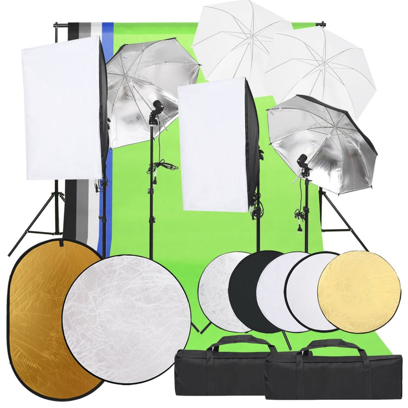 Vidaxl Photo Studio Set con set di illuminazione, sfondo e riflettore