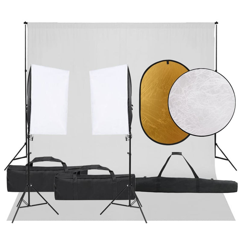 Vidaxl Photo Studio Set con set di illuminazione, sfondo e riflettore