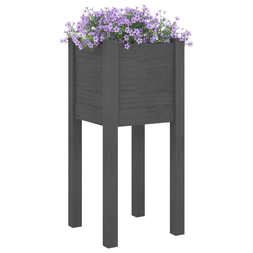 Vidaxl Plantadores 2 PCS 31X31X70 CM Solid Pine Gray