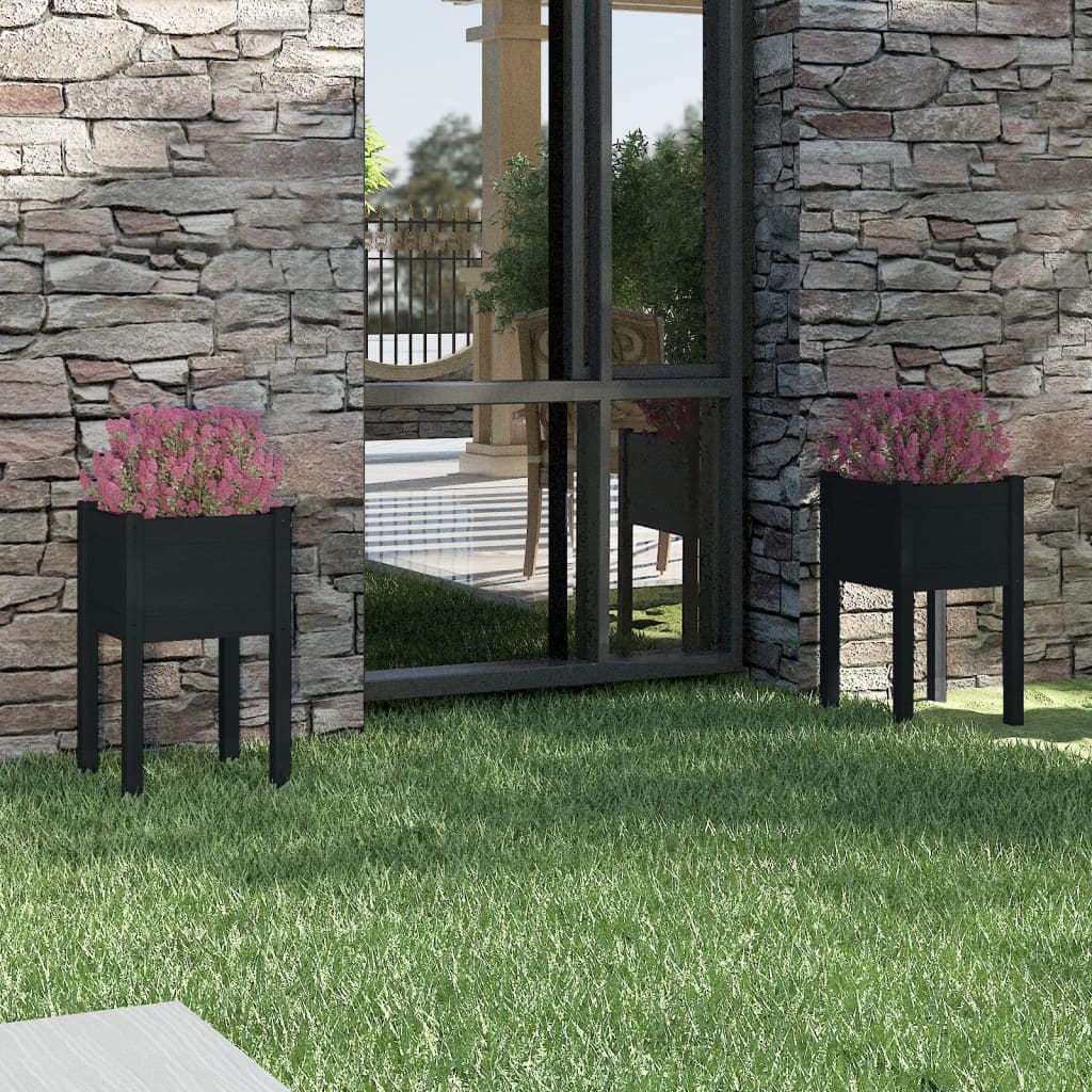 Vidaxl fioriere 2 ST 40x40x70 cm Pino solido nero