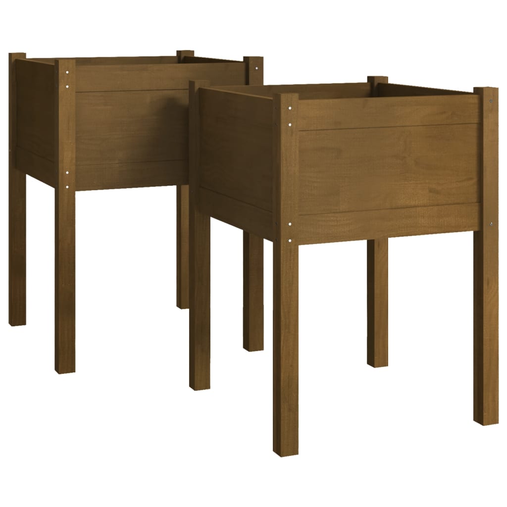 Vidaxl Plantbaken 2 pezzi 50x50x70 cm Miele di pino solido marrone