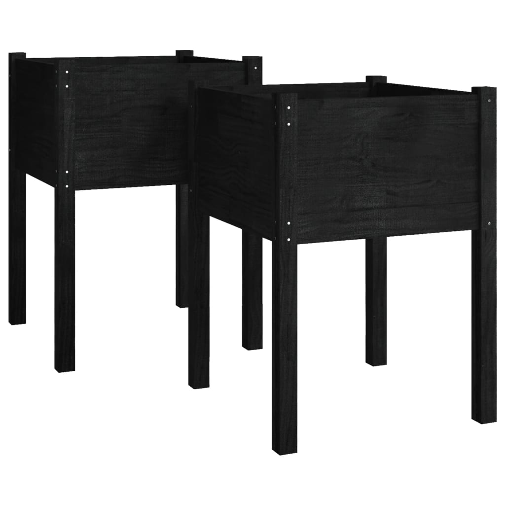 Vidaxl fioriere 2 St 50x50x70 cm Pino solido nero