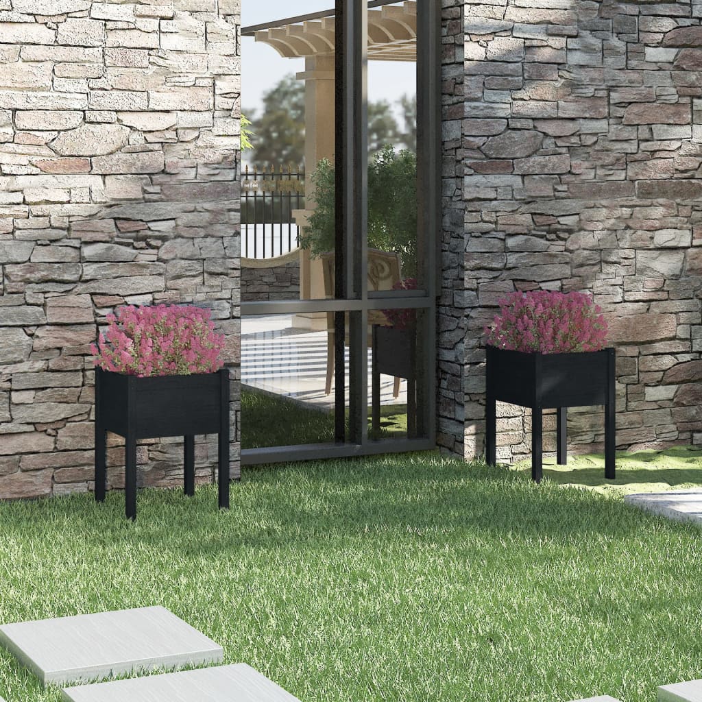 Plantadores Vidaxl 2 ST 50X50X70 CM SOLID PINE NEGRO
