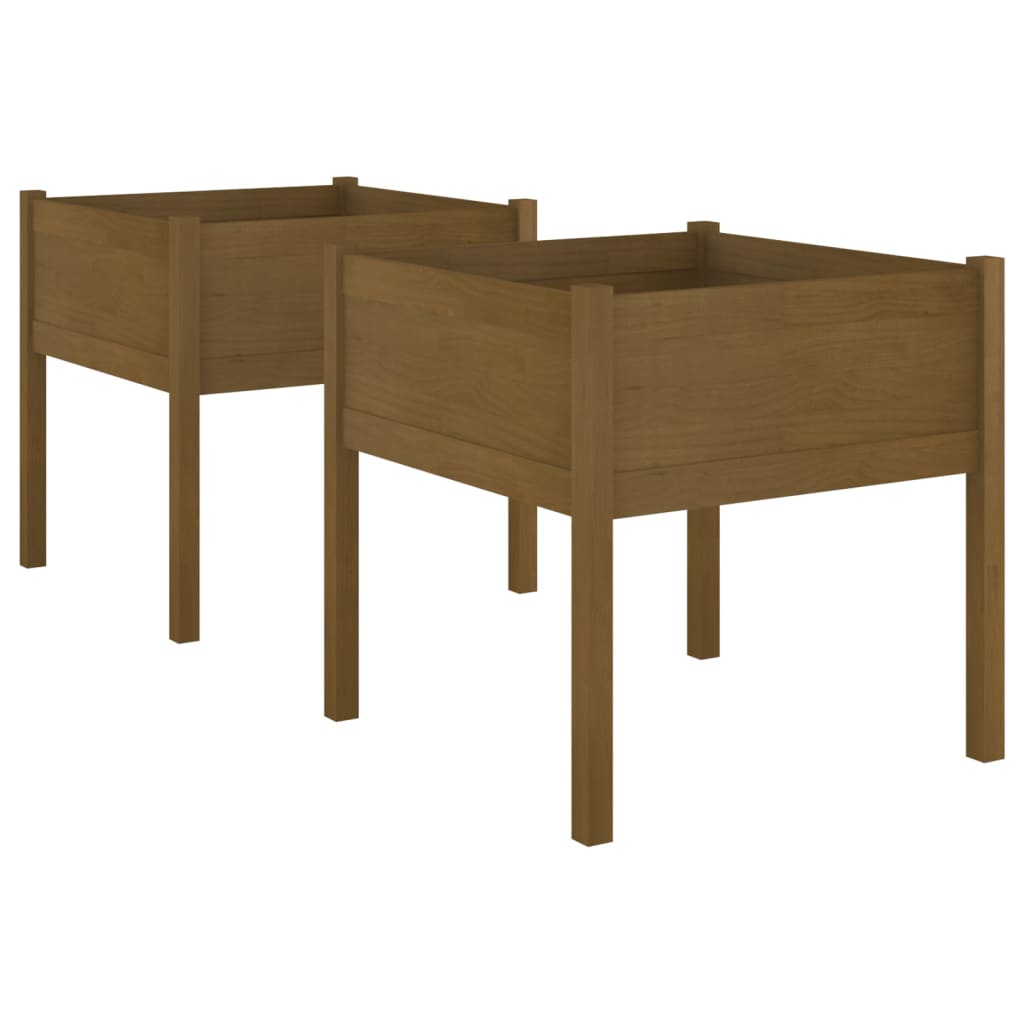 Plantadores Vidaxl 2 ST 70x70x70 cm de pino sólido marrón marrón