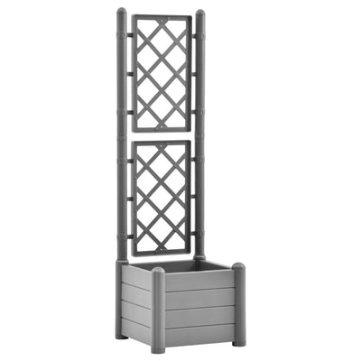 Vidaxl fioriera con latwerk 43x43x142 cm pp pietra grigio