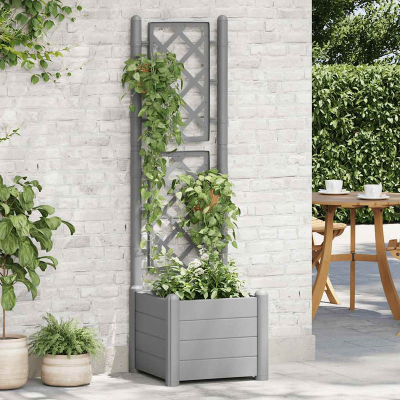 Vidaxl fioriera con latwerk 43x43x142 cm pp pietra grigio