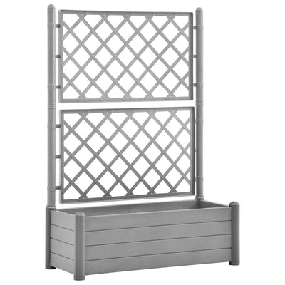 Vidaxl fioriera con latwerk 100x43x142 cm pp pietra grigio