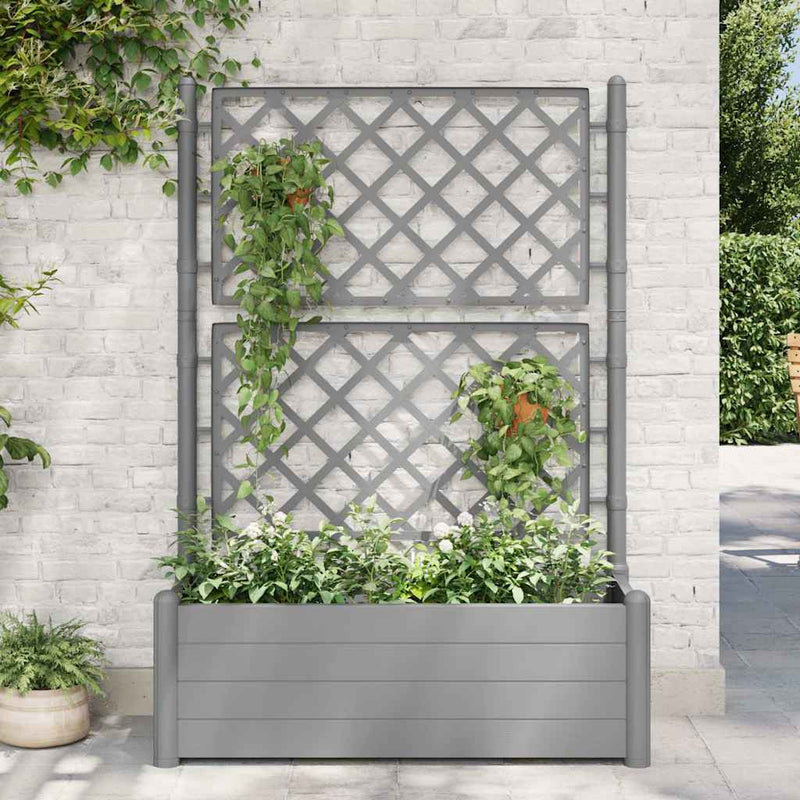 Vidaxl fioriera con latwerk 100x43x142 cm pp pietra grigio