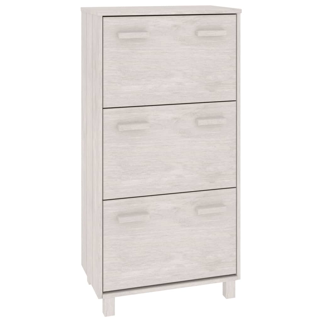 Vidaxl Cabinet da scarpe Hamar 59.5x35x117 cm Pino solido bianco
