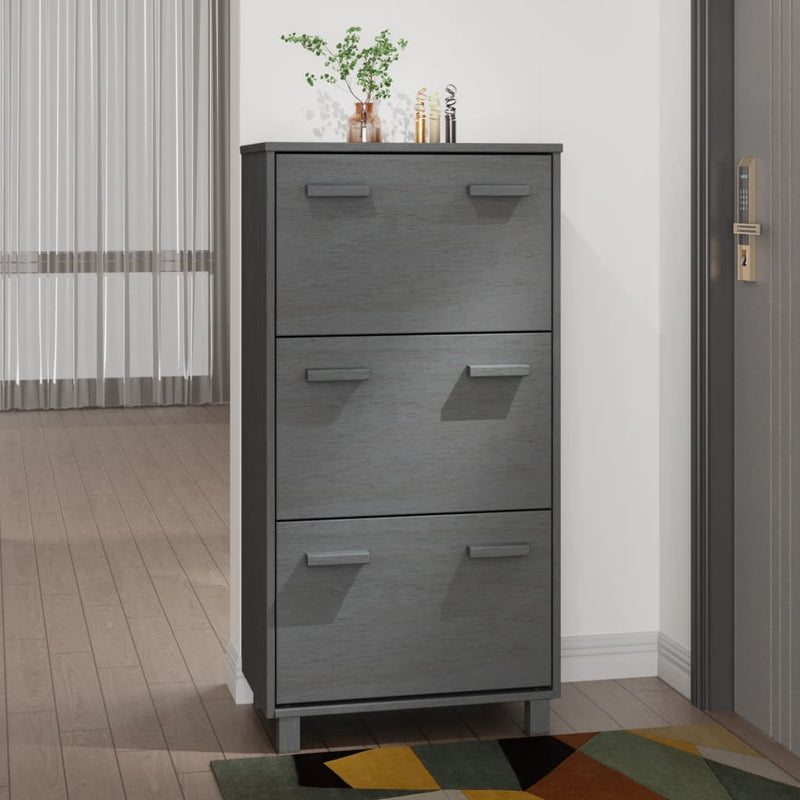 Vidaxl Cabinet da scarpe Hamar 59.5x35x117 cm Pino in legno grigio scuro