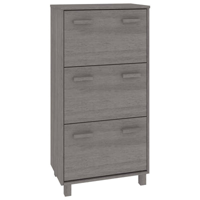 Vidaxl Cabinet da scarpe Hamar 59.5x35x117 cm Grigio chiaro di pino solido