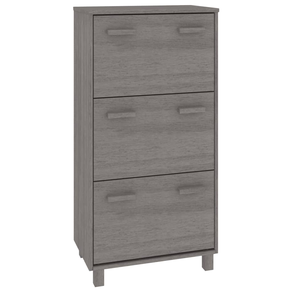 Vidaxl Cabinet da scarpe Hamar 59.5x35x117 cm Grigio chiaro di pino solido