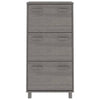 Vidaxl Cabinet da scarpe Hamar 59.5x35x117 cm Grigio chiaro di pino solido