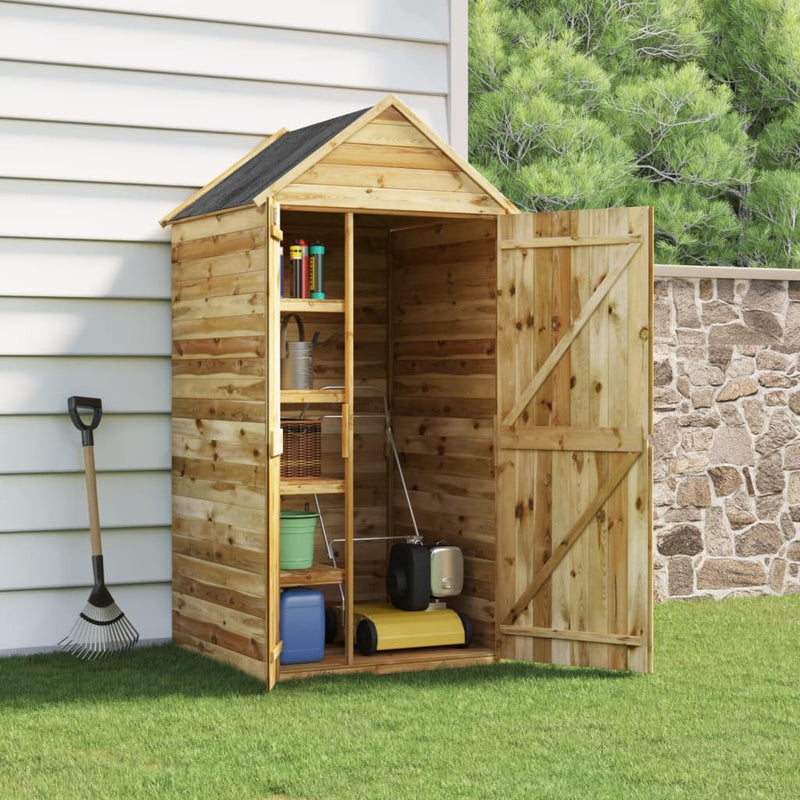 Cobertizo de jardín Vidaxl con puerta 107x107x220 cm Pine impregnado