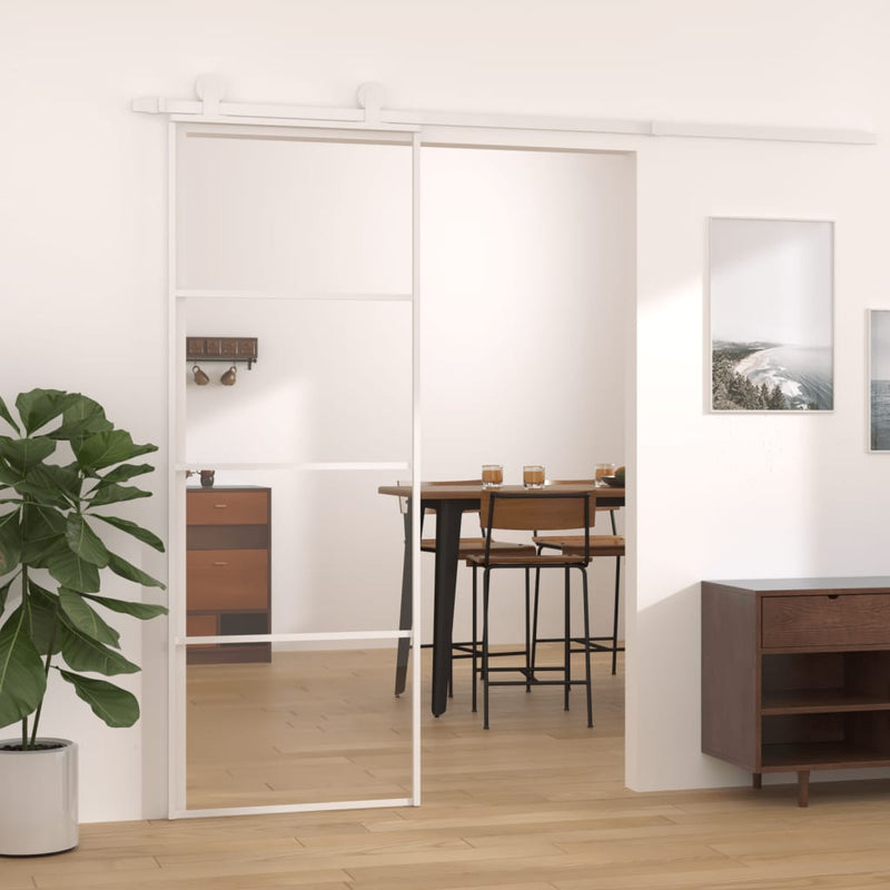 Vidaxl schuifdeur 76x205 cm esg-glas en aluminium wit