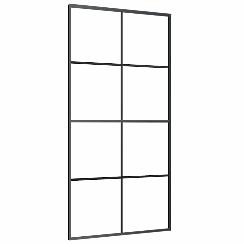 Porta scorrevole Vidaxl 102.5x205 cm ESG vetro e nero in alluminio