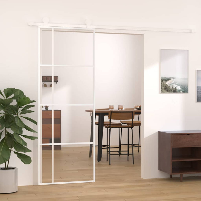 Porta scorrevole Vidaxl 76x205 cm ESG vetro e bianco in alluminio