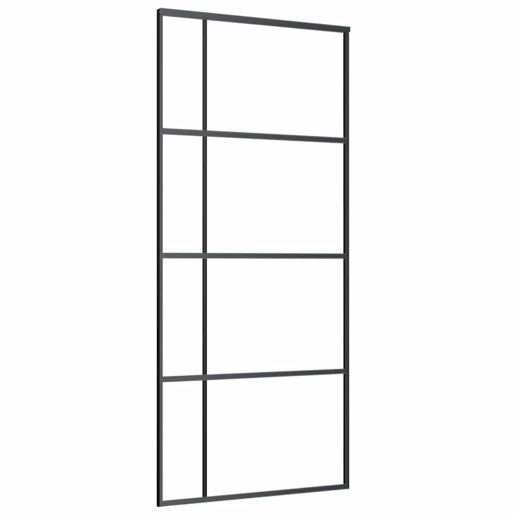 Porta scorrevole Vidaxl 90x205 cm ESG vetro e nero in alluminio