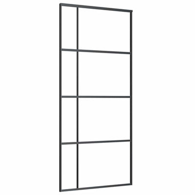 Puerta corredera de Vidaxl 90x205 cm de vidrio ESG mate y negro de aluminio