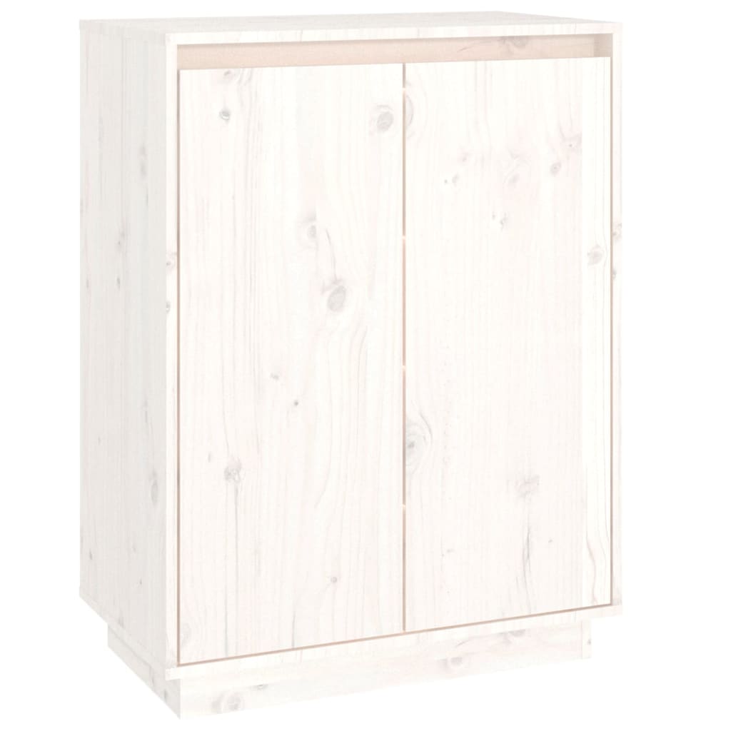 Gabinete de zapatos Vidaxl 60x35x80 cm de pino sólido blanco