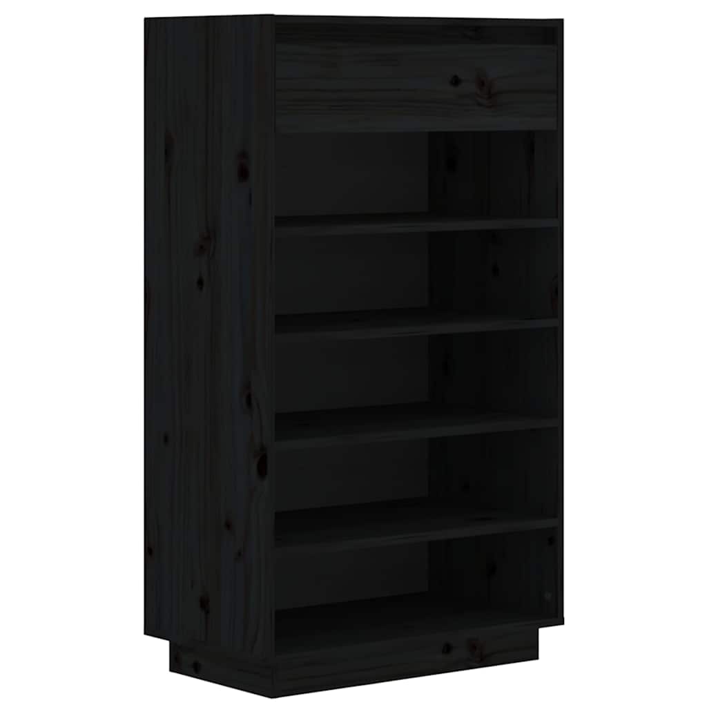 Vidaxl Cabinet da scarpe 60x34x105 cm Pino solido nero