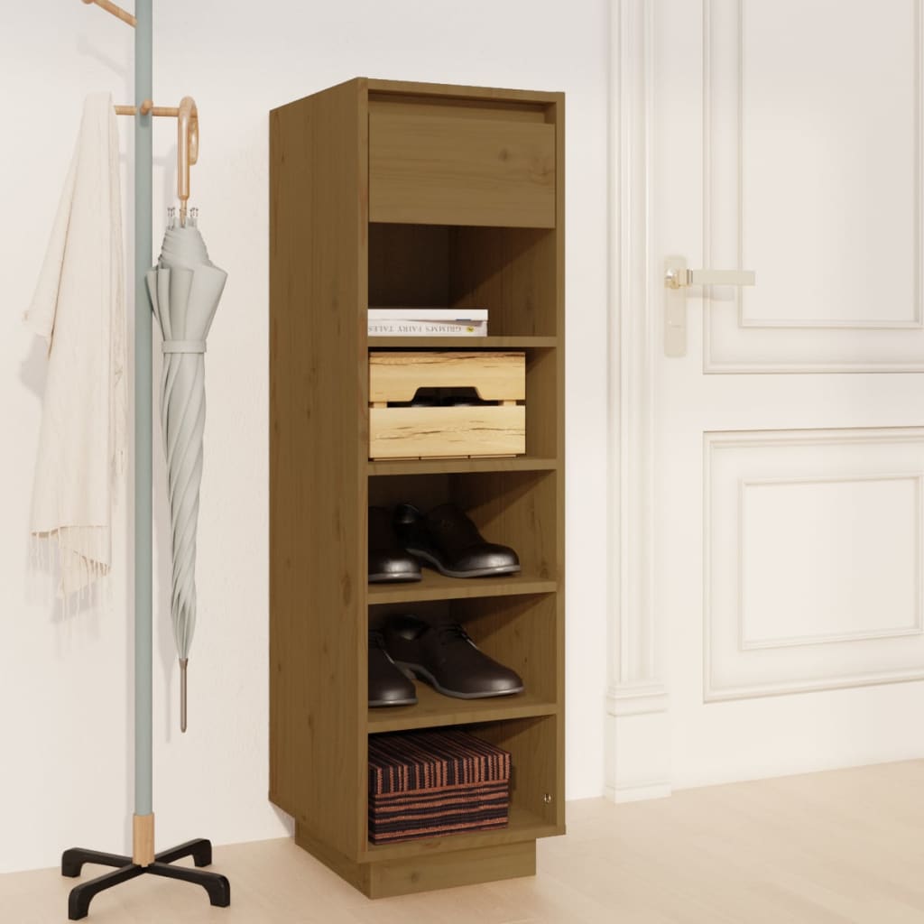 Vidaxl Cabinet da scarpe 30x34x105 cm Miele di pino solido
