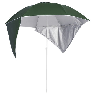 Vidaxl Strandparasol con pareti laterali 215 cm verde