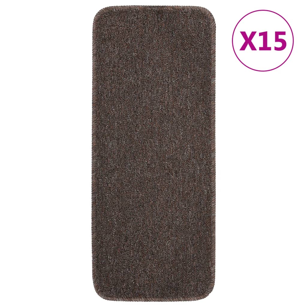 Esteras de escalera de Vidaxl 15 st Anti-slip rectangular 60x25 cm marrón