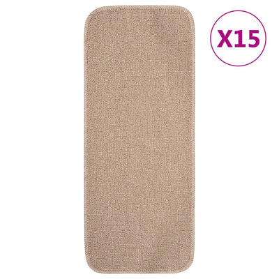 Vidaxl tappetini per scale 15 ST rettangolare anti-slip 60x25 cm beige