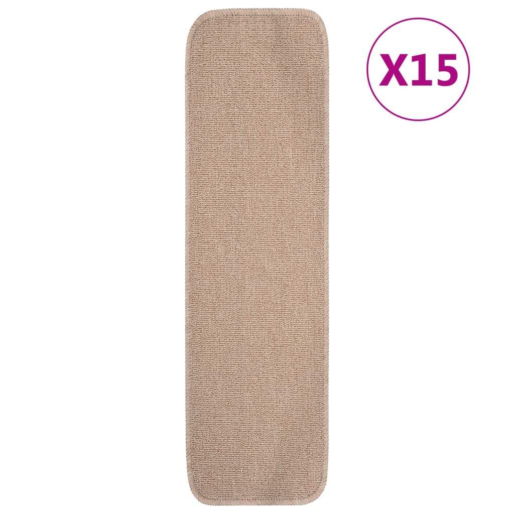 Vidaxl tappetini per scale 15 St Anti-slip rettangolare 75x20 cm beige