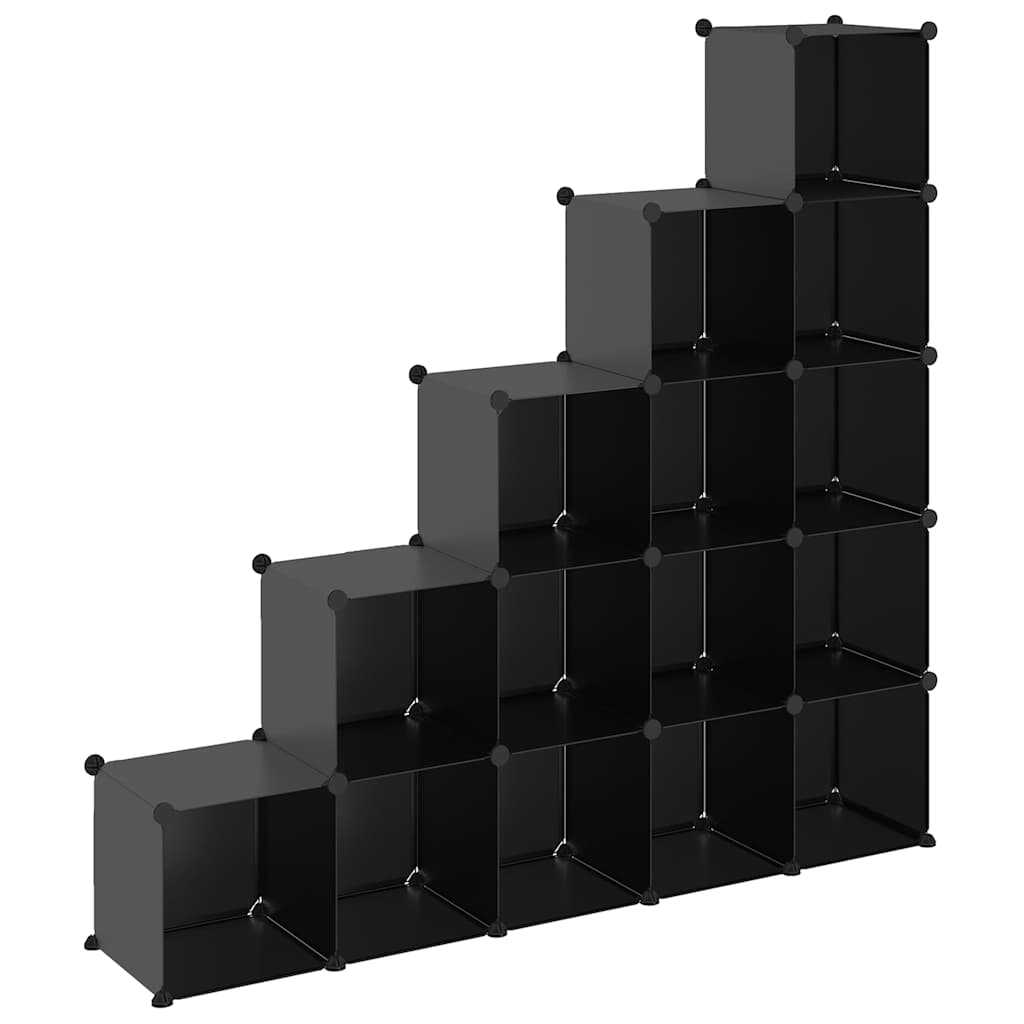 Muebles de almacenamiento de Vidaxl con 15 compartimentos polypropene negro